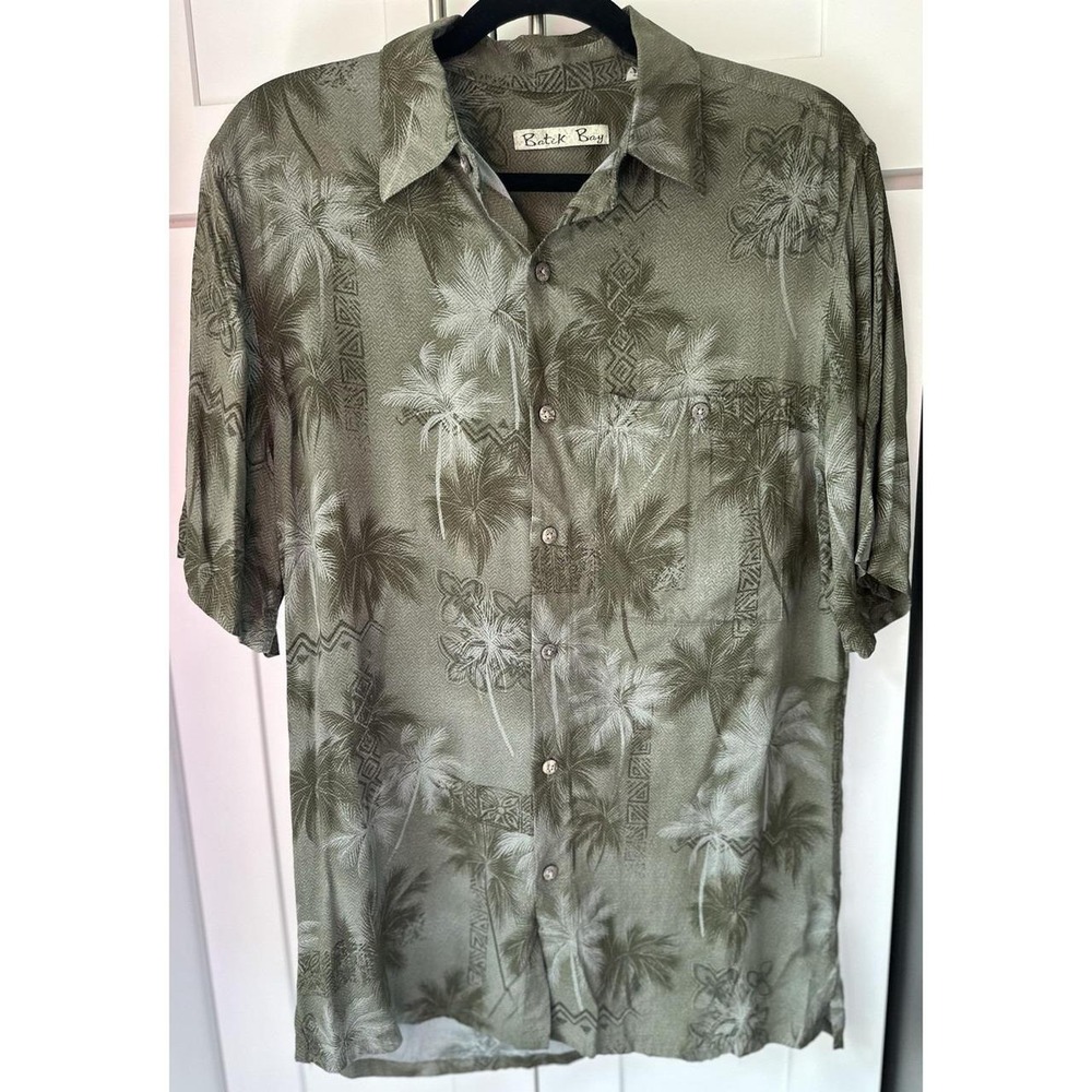 Batik Bay Men's S Hawaiian Shirt 100% Rayon Tropical Palm Tree Button Up 0374